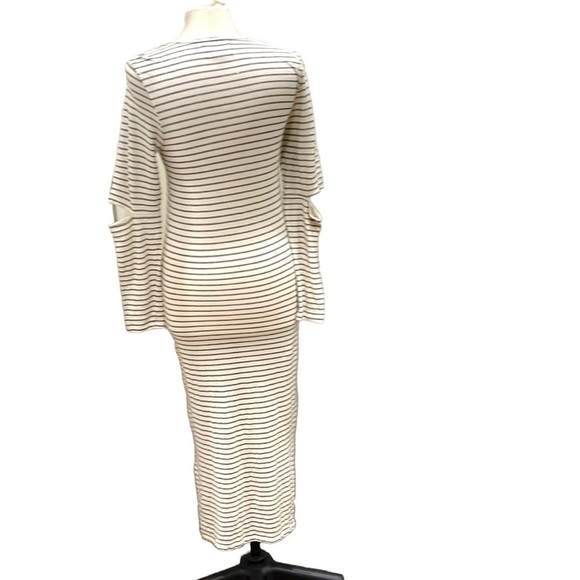 Current Elliott The Quince Dress Metallic Stripe Midi T Shirt Dress SZ L 3 - Picture 5 of 8